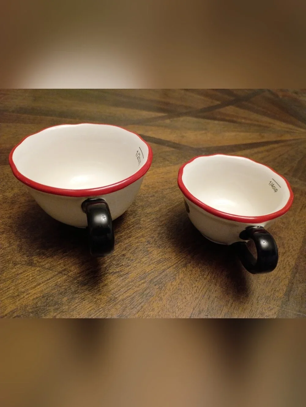 Cracker Barrel Rooster Ceramic Measuring Cup Set Farmhouse Kitchen 1/2 & 1/4 Cup